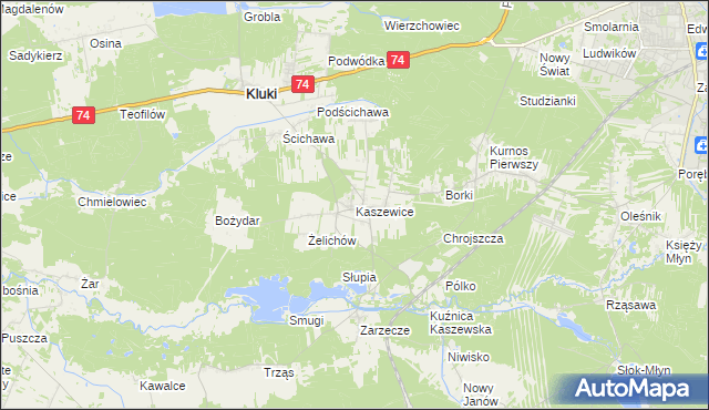 mapa Kaszewice, Kaszewice na mapie Targeo