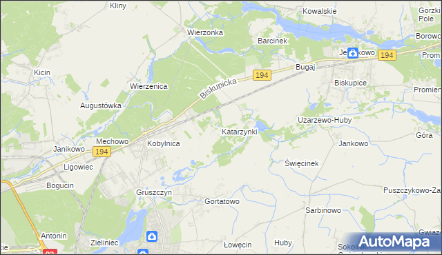 mapa Katarzynki gmina Swarzędz, Katarzynki gmina Swarzędz na mapie Targeo