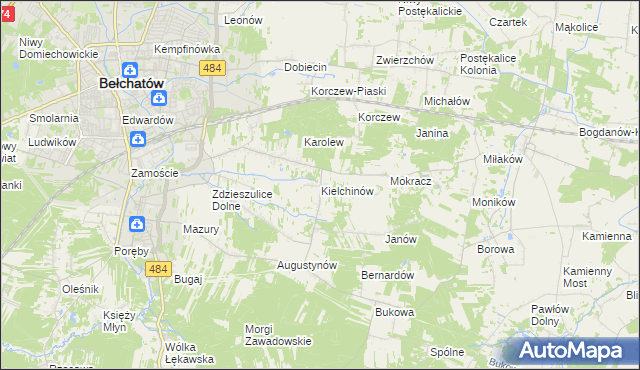 mapa Kielchinów, Kielchinów na mapie Targeo