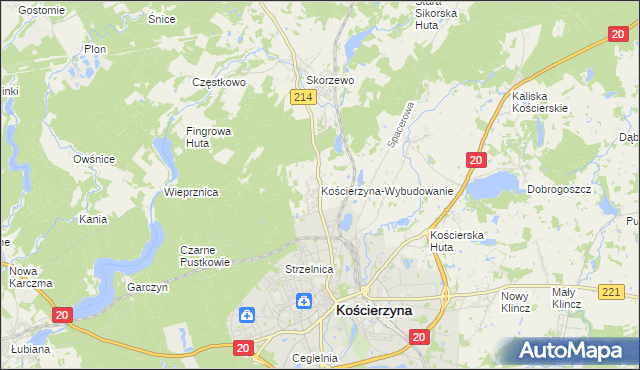 mapa Kościerzyna-Wybudowanie, Kościerzyna-Wybudowanie na mapie Targeo