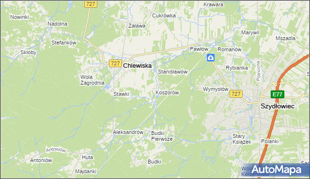 mapa Koszorów, Koszorów na mapie Targeo