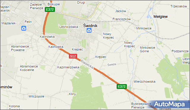 mapa Krępiec gmina Mełgiew, Krępiec gmina Mełgiew na mapie Targeo