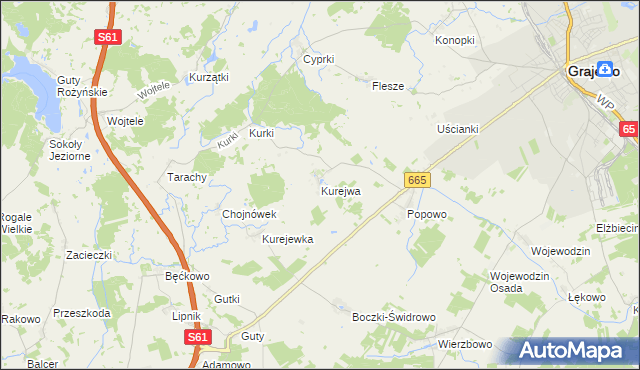 mapa Kurejwa, Kurejwa na mapie Targeo