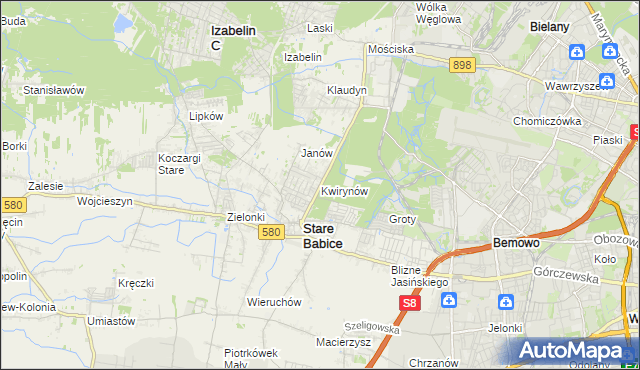 mapa Kwirynów gmina Stare Babice, Kwirynów gmina Stare Babice na mapie Targeo