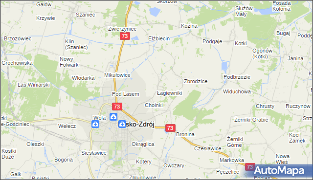 mapa Łagiewniki gmina Busko-Zdrój, Łagiewniki gmina Busko-Zdrój na mapie Targeo