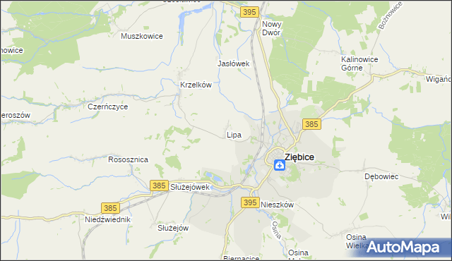 mapa Lipa gmina Ziębice, Lipa gmina Ziębice na mapie Targeo