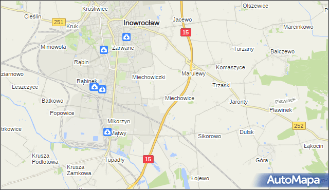 mapa Miechowice gmina Inowrocław, Miechowice gmina Inowrocław na mapie Targeo