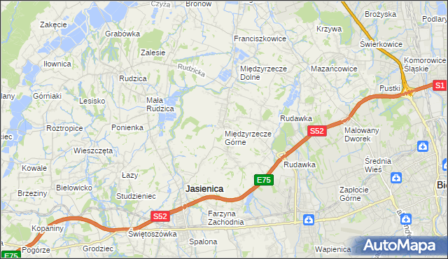 mapa Międzyrzecze Górne, Międzyrzecze Górne na mapie Targeo