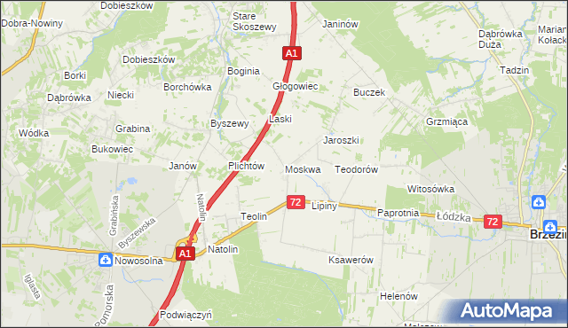 mapa Moskwa gmina Nowosolna, Moskwa gmina Nowosolna na mapie Targeo