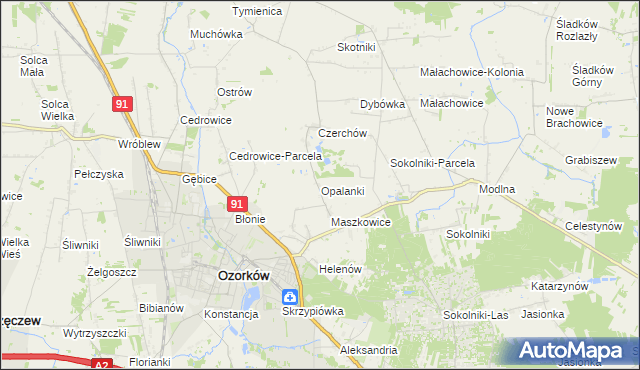 mapa Opalanki gmina Ozorków, Opalanki gmina Ozorków na mapie Targeo