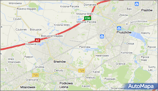 mapa Parzniew, Parzniew na mapie Targeo