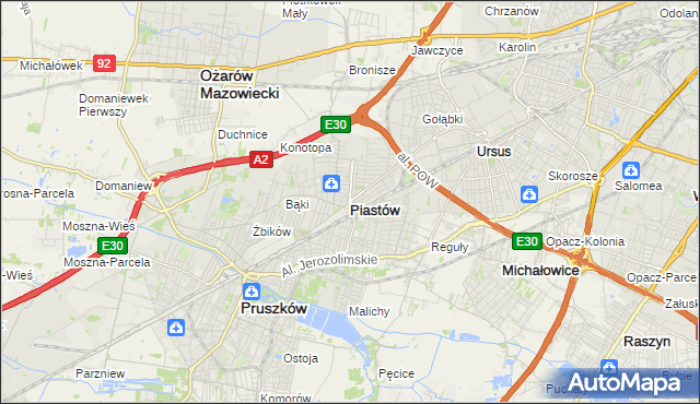 mapa Piastów powiat pruszkowski, Piastów powiat pruszkowski na mapie Targeo