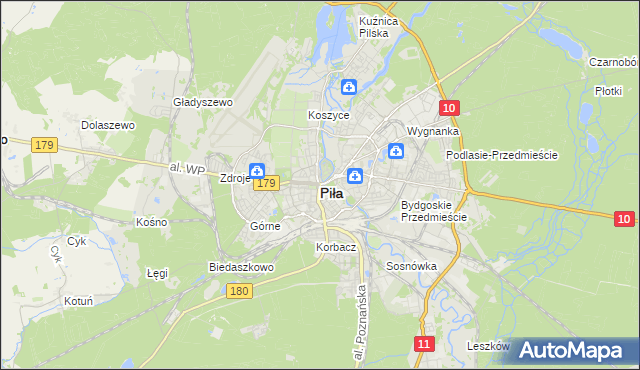 mapa Piły, Piła na mapie Targeo