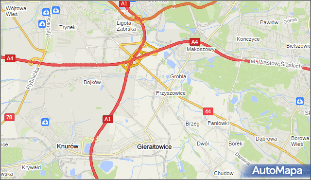 mapa Przyszowice, Przyszowice na mapie Targeo