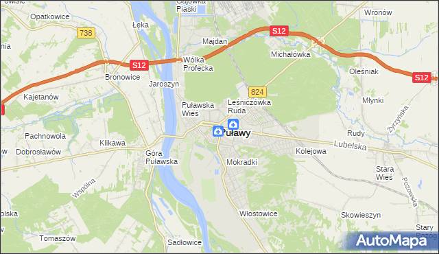 mapa Puław, Puławy na mapie Targeo