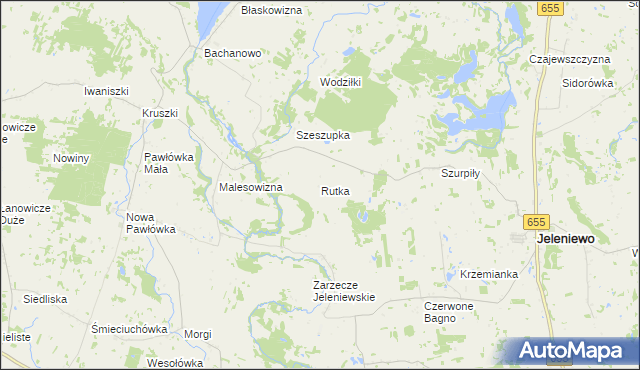 mapa Rutka gmina Jeleniewo, Rutka gmina Jeleniewo na mapie Targeo
