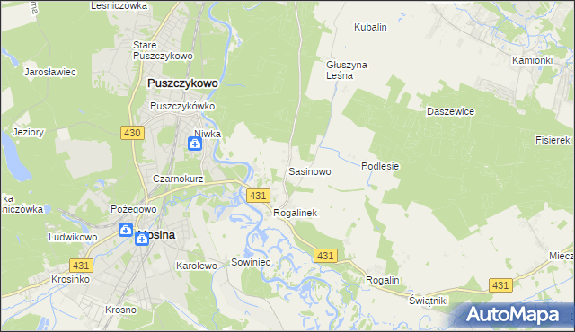 mapa Sasinowo, Sasinowo na mapie Targeo