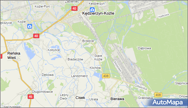 mapa Stare Koźle, Stare Koźle na mapie Targeo