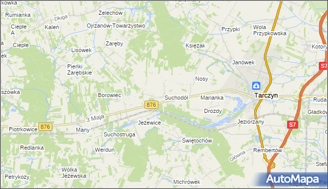 mapa Suchodół gmina Tarczyn, Suchodół gmina Tarczyn na mapie Targeo