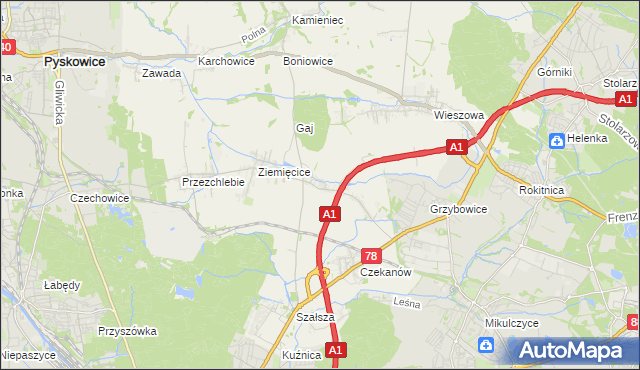 mapa Świętoszowice, Świętoszowice na mapie Targeo