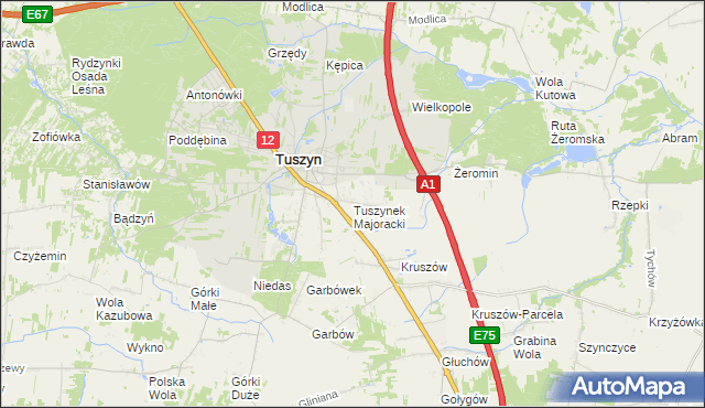 mapa Tuszynek Majoracki, Tuszynek Majoracki na mapie Targeo