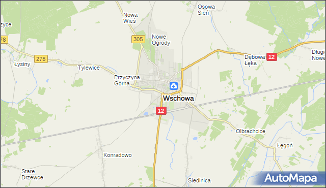 mapa Wschowa, Wschowa na mapie Targeo