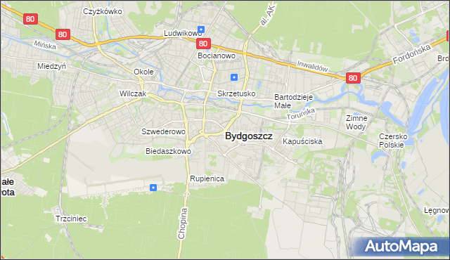 mapa Bydgoszczy, Bydgoszcz na mapie Targeo