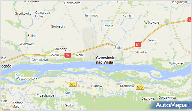 mapa Czerwińsk nad Wisłą, Czerwińsk nad Wisłą na mapie Targeo