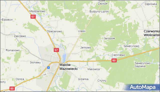 mapa Jankowo gmina Czerwonka, Jankowo gmina Czerwonka na mapie Targeo