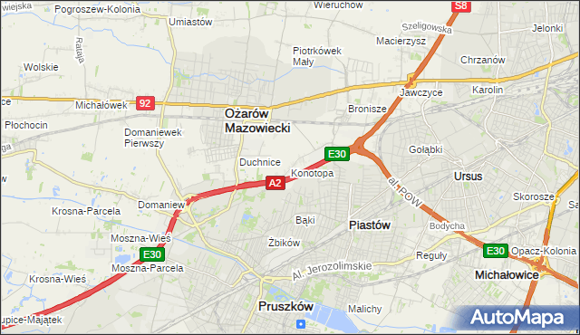 mapa Konotopa gmina Ożarów Mazowiecki, Konotopa gmina Ożarów Mazowiecki na mapie Targeo