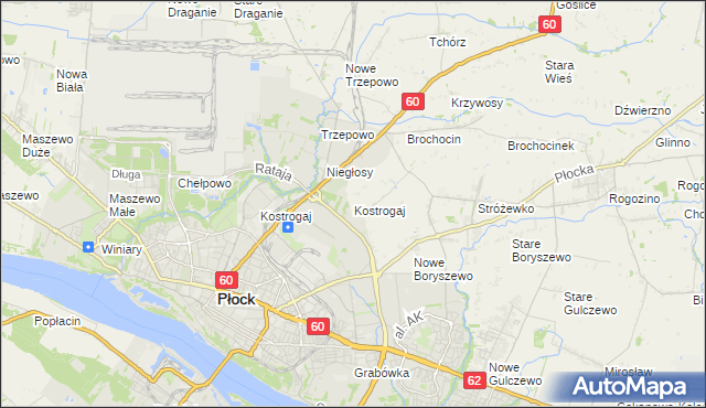 mapa Kostrogaj, Kostrogaj na mapie Targeo