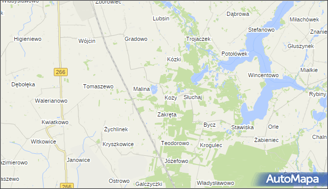 mapa Kozy gmina Piotrków Kujawski, Kozy gmina Piotrków Kujawski na mapie Targeo