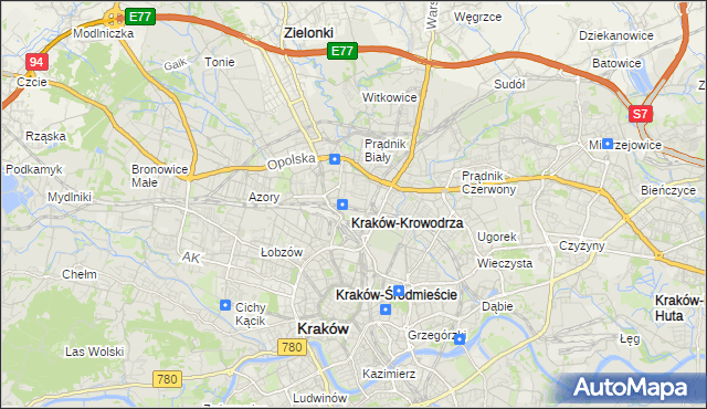 mapa Krowodrza, Krowodrza na mapie Targeo
