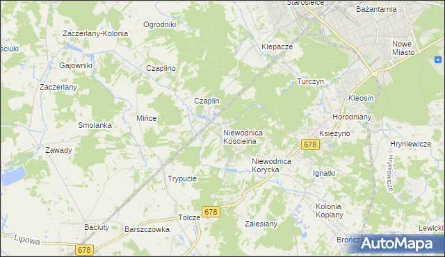 mapa Niewodnica Kościelna, Niewodnica Kościelna na mapie Targeo