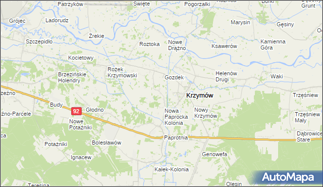 mapa Nowe Paprockie Holendry, Nowe Paprockie Holendry na mapie Targeo