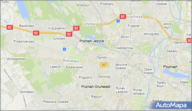 mapa Ogrody gmina Poznań, Ogrody gmina Poznań na mapie Targeo