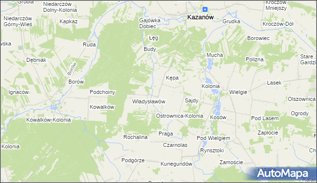 mapa Ostrownica gmina Kazanów, Ostrownica gmina Kazanów na mapie Targeo