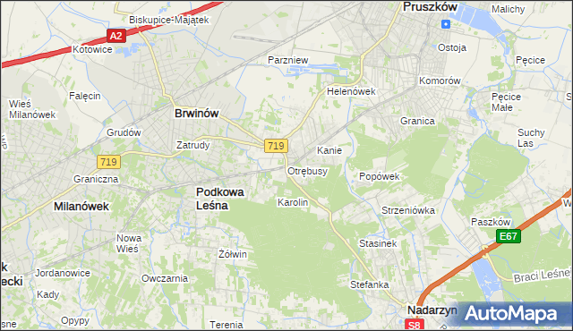 mapa Otrębusy, Otrębusy na mapie Targeo