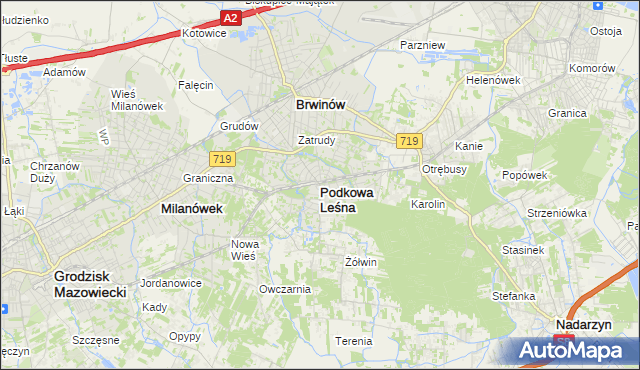 mapa Podkowa Leśna, Podkowa Leśna na mapie Targeo