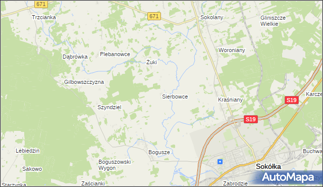 mapa Sierbowce, Sierbowce na mapie Targeo