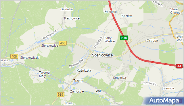 mapa Sośnicowice, Sośnicowice na mapie Targeo