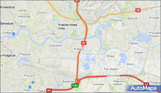 mapa Ulica gmina Kraków, Ulica gmina Kraków na mapie Targeo