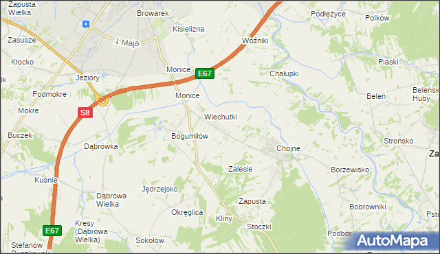 mapa Wiechucice, Wiechucice na mapie Targeo