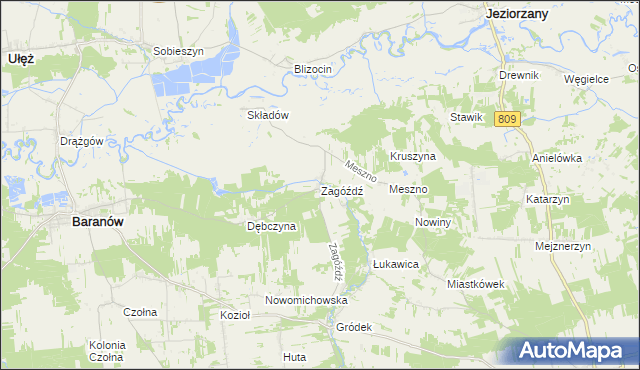 mapa Zagóźdź, Zagóźdź na mapie Targeo