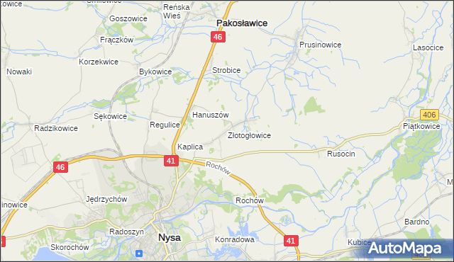 mapa Złotogłowice, Złotogłowice na mapie Targeo
