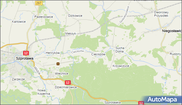 mapa Cieciszów, Cieciszów na mapie Targeo