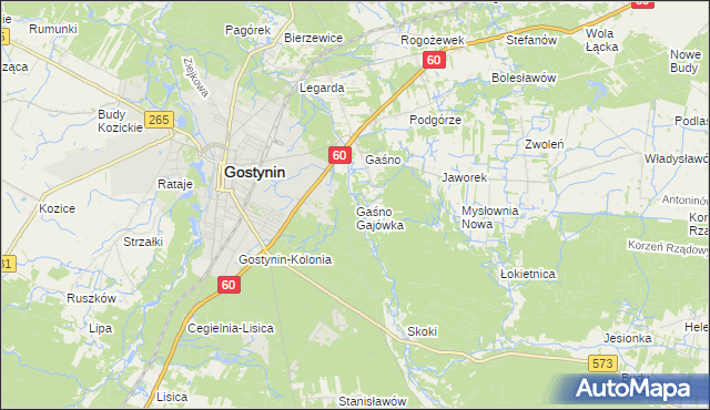 mapa Gaśno Gajówka, Gaśno Gajówka na mapie Targeo