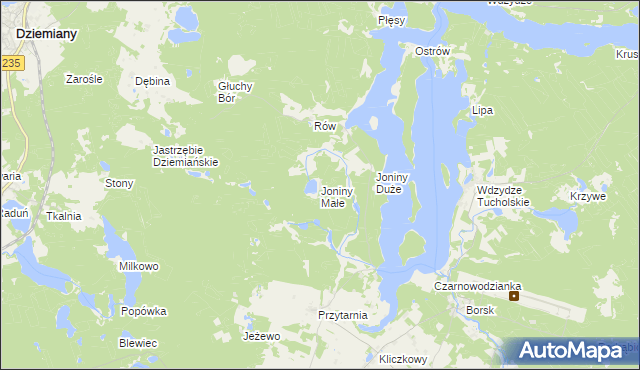 mapa Joniny Małe, Joniny Małe na mapie Targeo