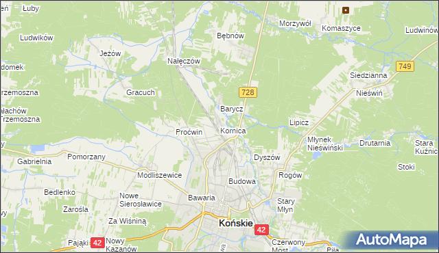 mapa Kornica, Kornica na mapie Targeo