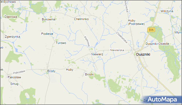 mapa Niewierz gmina Duszniki, Niewierz gmina Duszniki na mapie Targeo